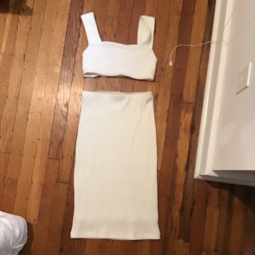 Ribbed Midi White Set